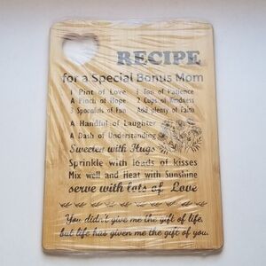 Recipe For A Special Bonus Mom Bamboo Cutting Board New In Wrapping